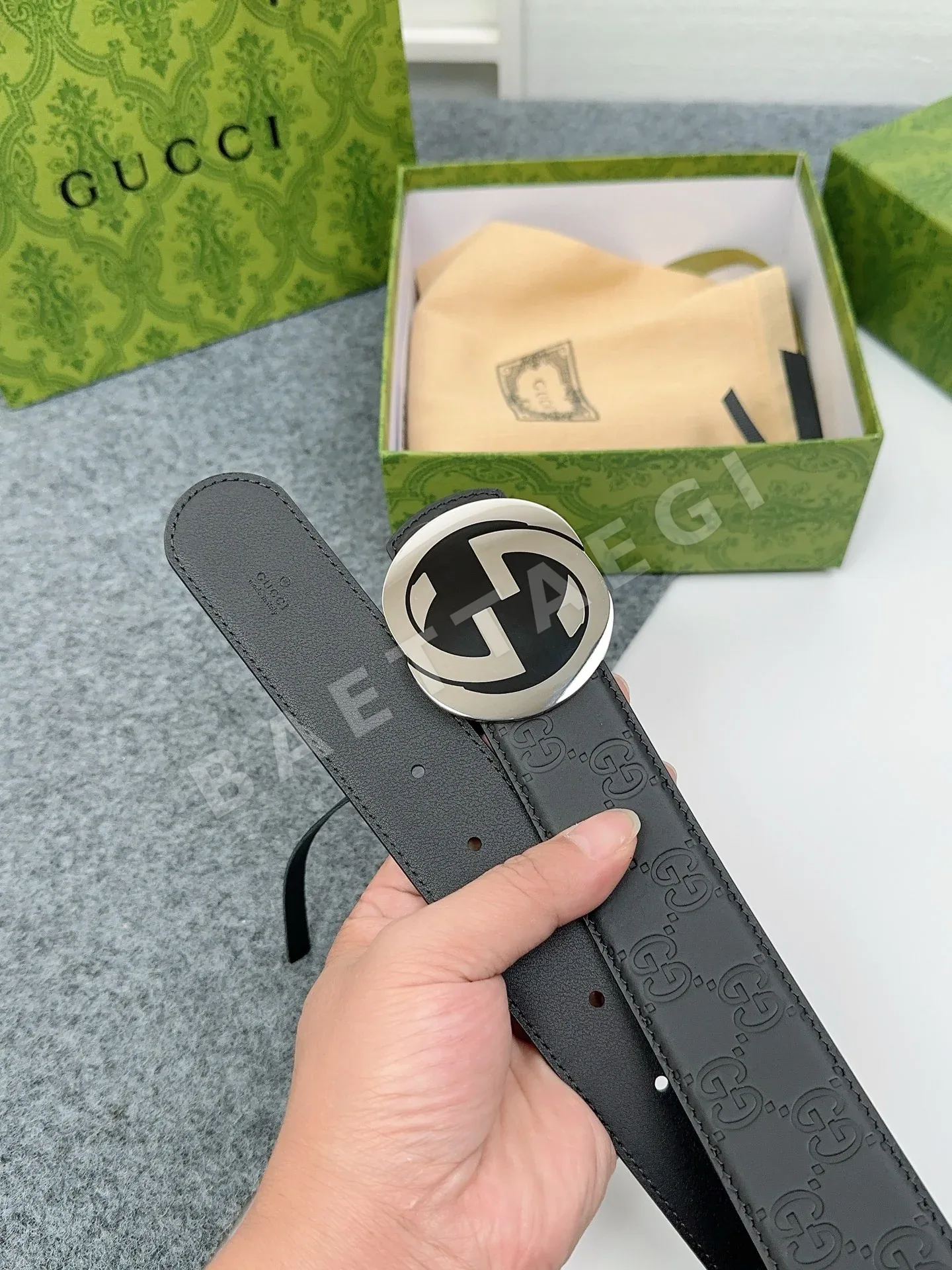 구찌 더블 G 금속장식 양면 가죽 벨트 상세 이미지 2