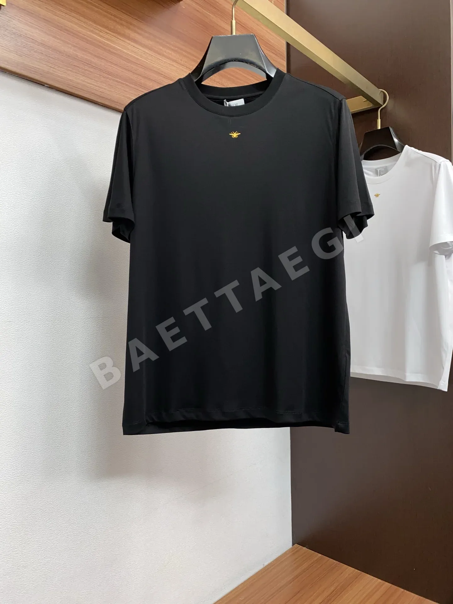 디올 크루넥 양면 머서라이즈드 코튼 반팔 티셔츠 47454