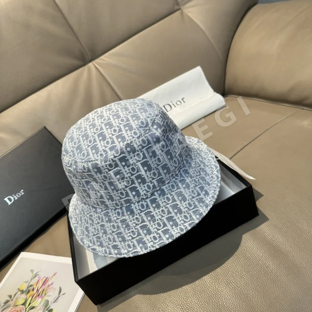 디올 자카드 데님 버킷 햇 모자 133696