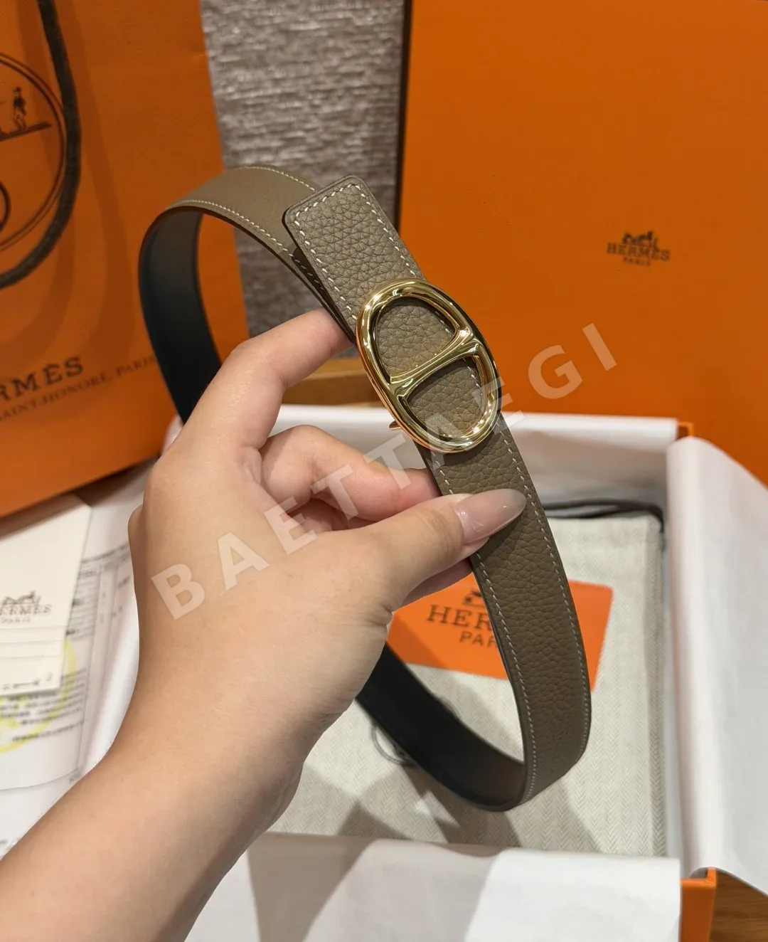 에르메스 카발리에르 리버시블 가죽 벨트 24mm 상세 이미지 4