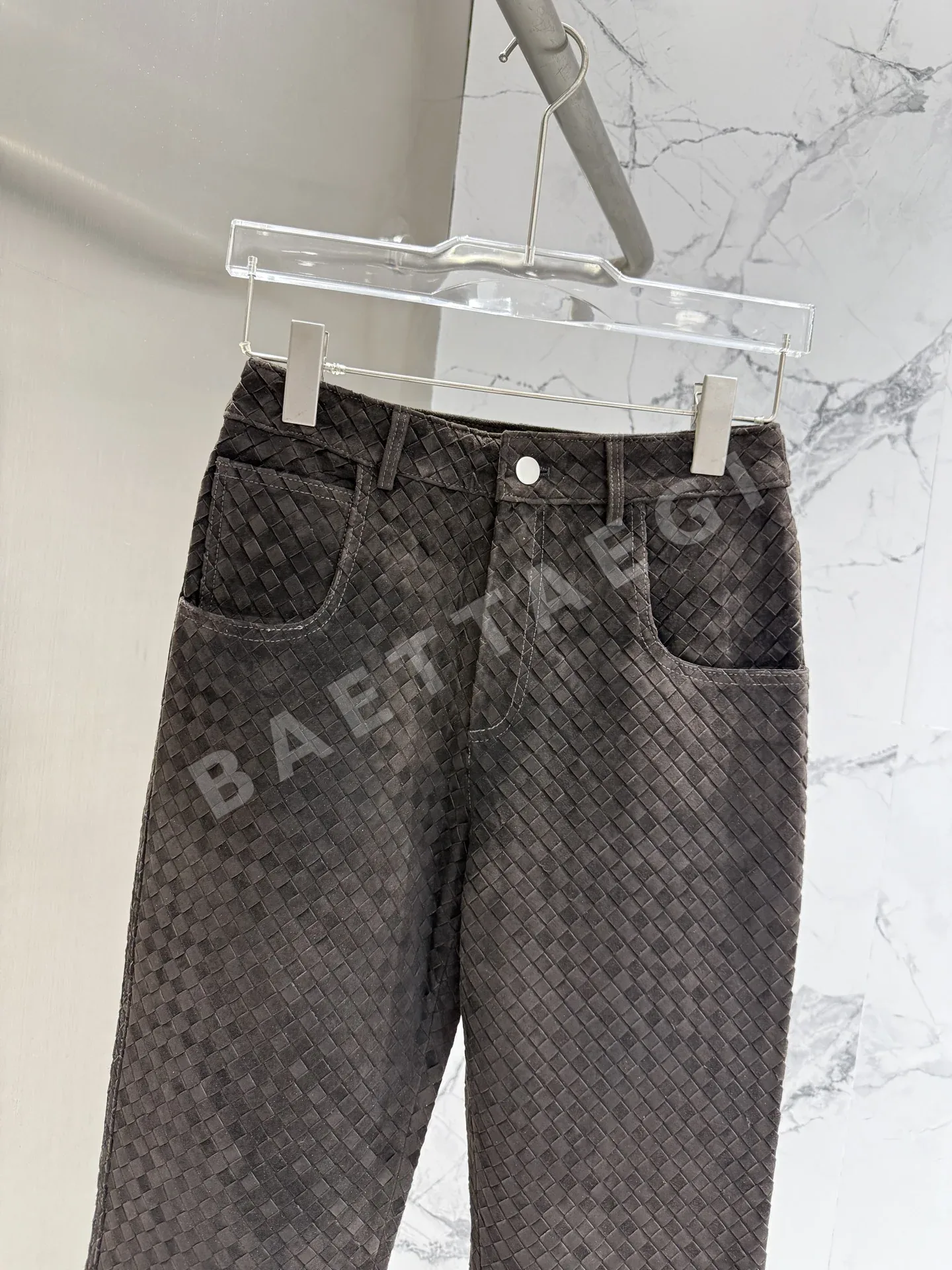 보테가베네타 램스킨 와이드 가죽 바지 상세 이미지 3