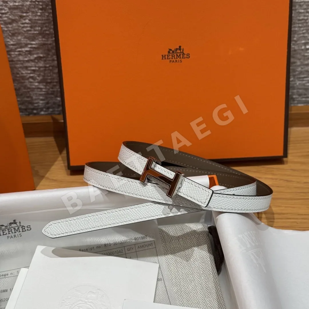 에르메스 미니 H 버클 양면 가죽 벨트 176020