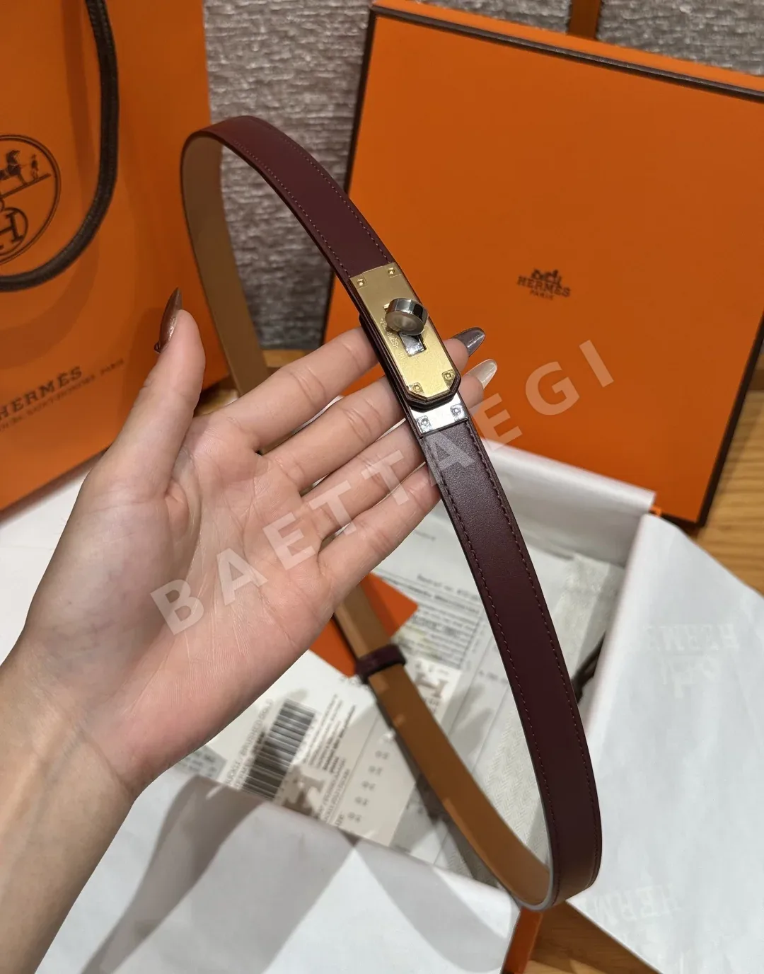 에르메스 켈리 팔라듐 가죽 벨트 상세 이미지 5