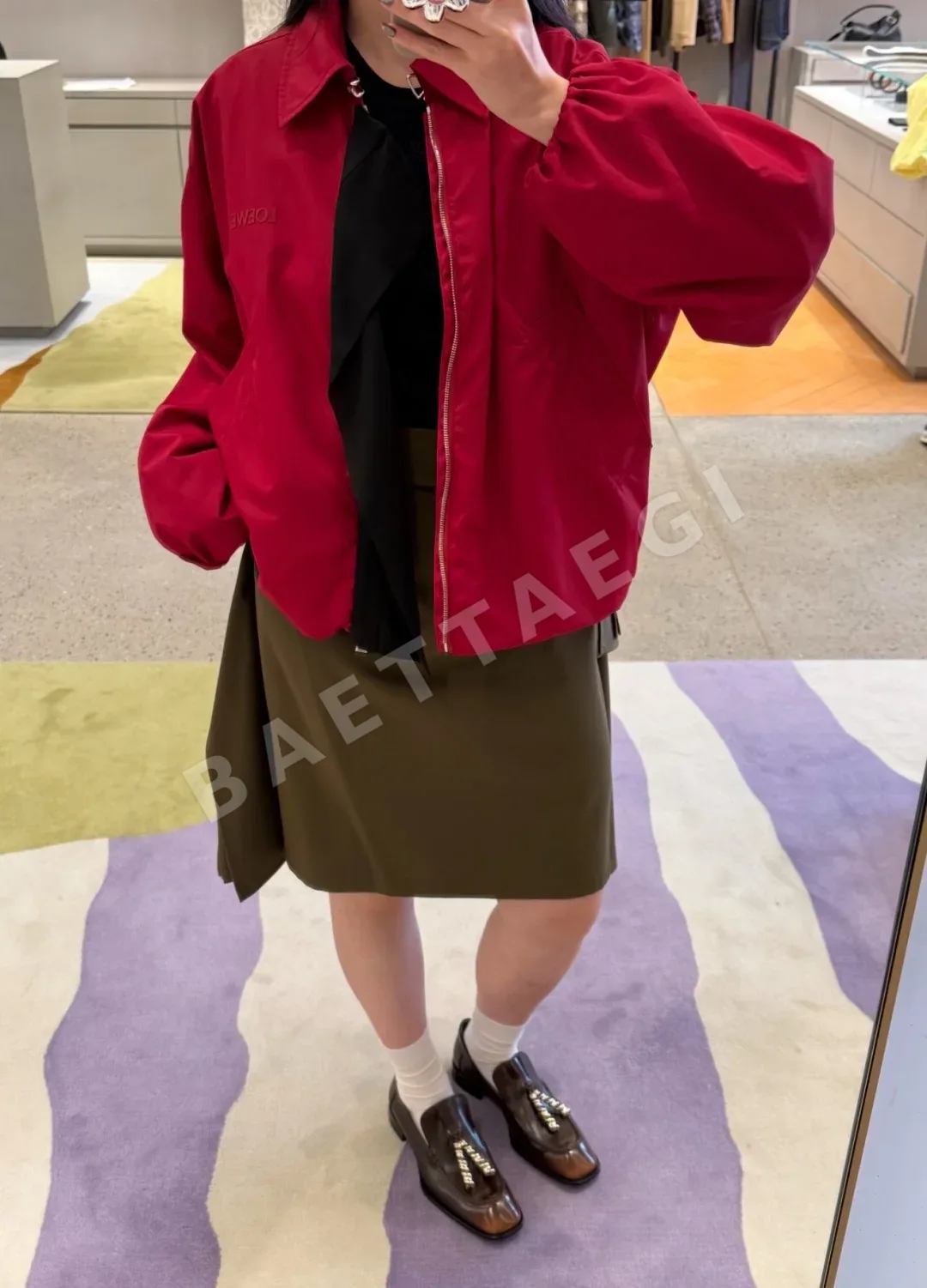 로에베 컬러 블록 테크 플리츠 포플린 셔츠 상세 이미지 6