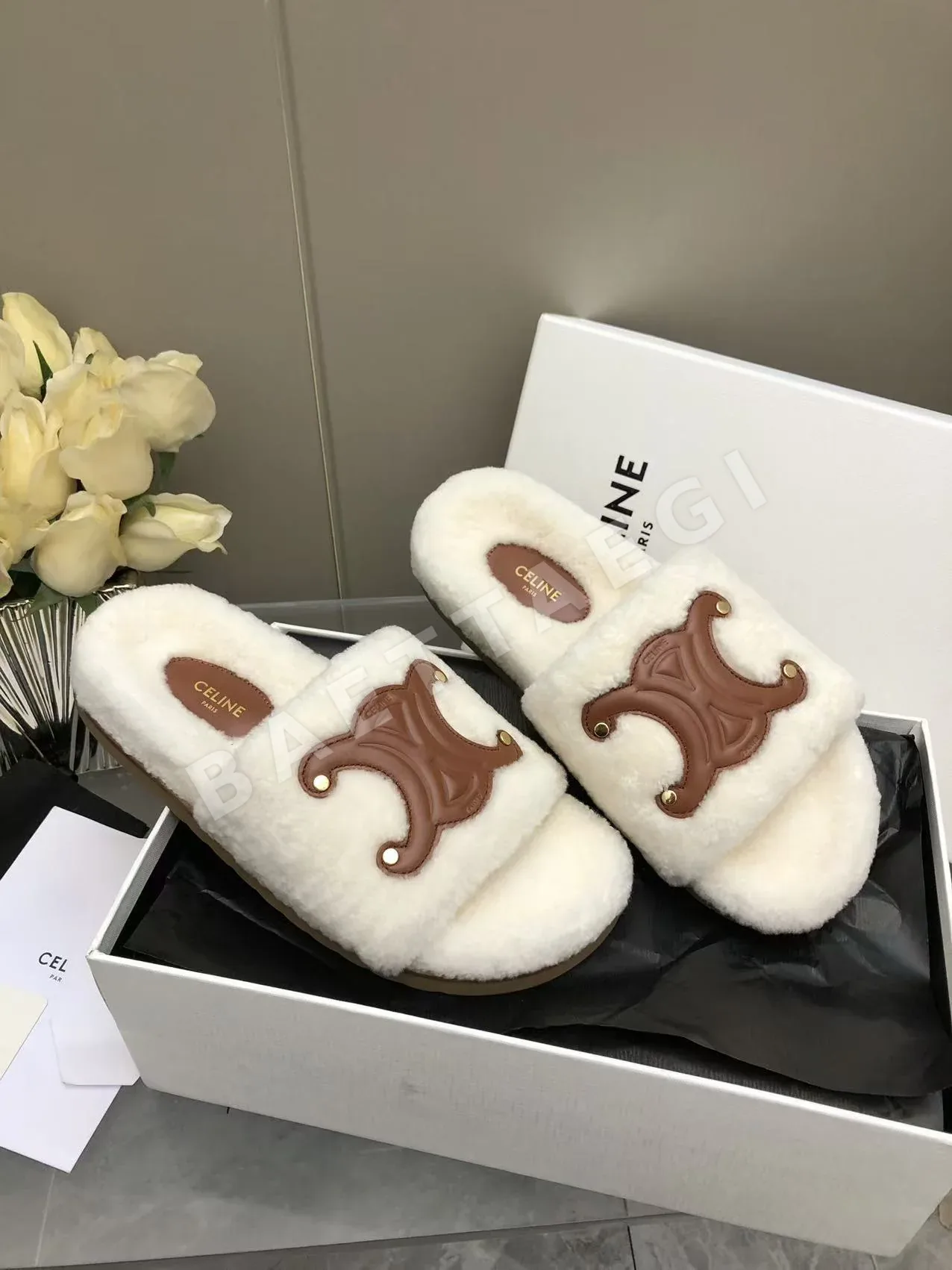셀린느 개선문 로고 울 슬리퍼 상세 이미지 7