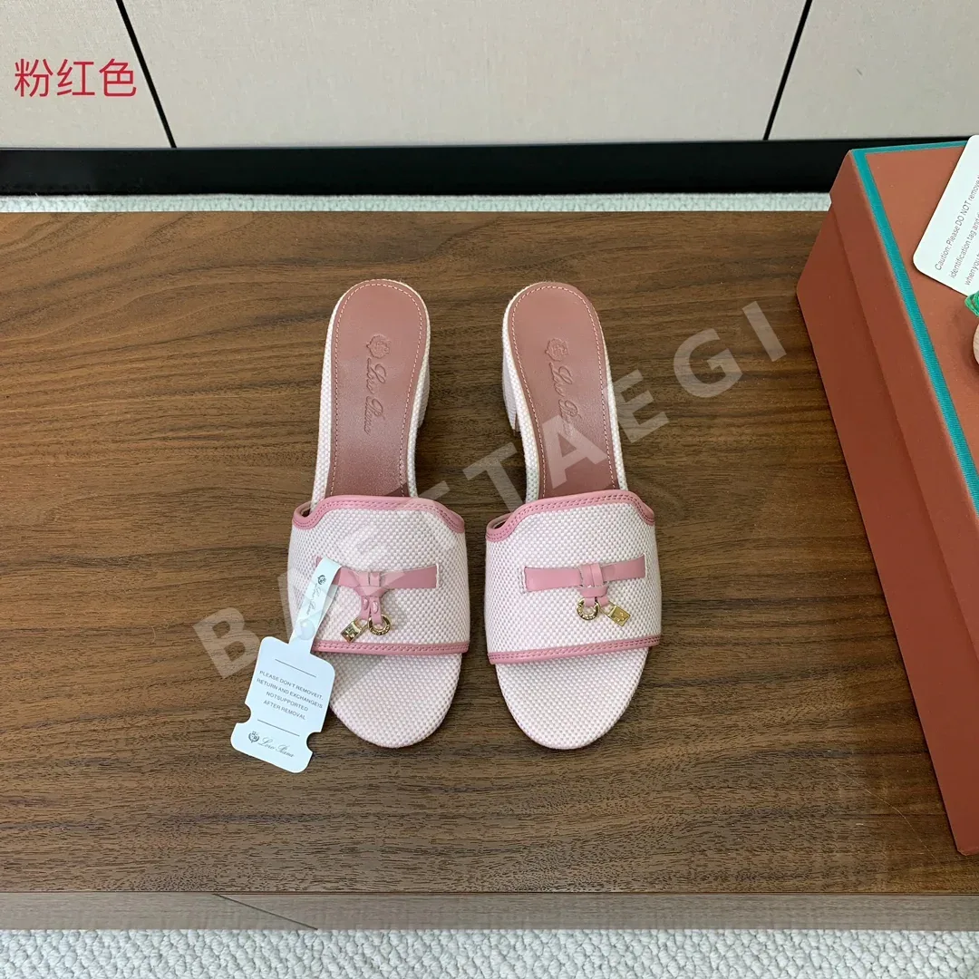 로로피아나 컬러 블록 미드힐 뮬 147243