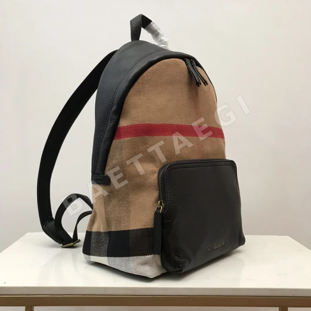 버버리 캔버스 체크 가죽 백팩 상세 이미지 2