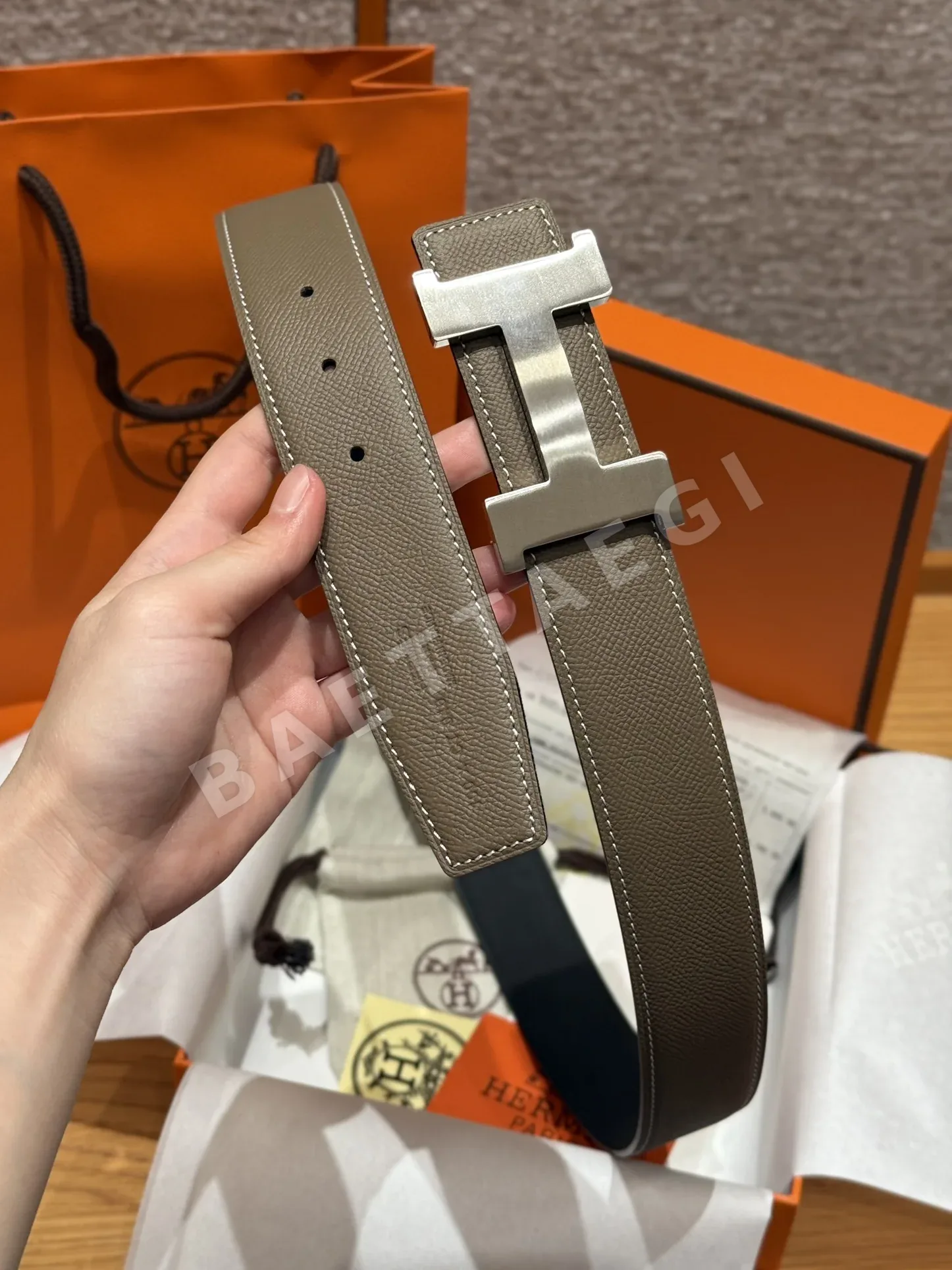 에르메스 리버시블 메탈 버클 남성용 벨트 상세 이미지 3