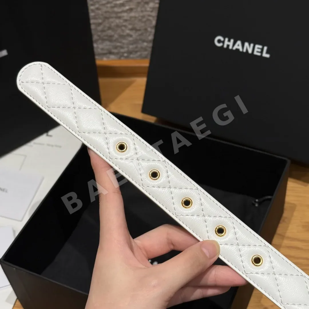 샤넬 더블 C 메탈 로고 램스킨 벨트 상세 이미지 8