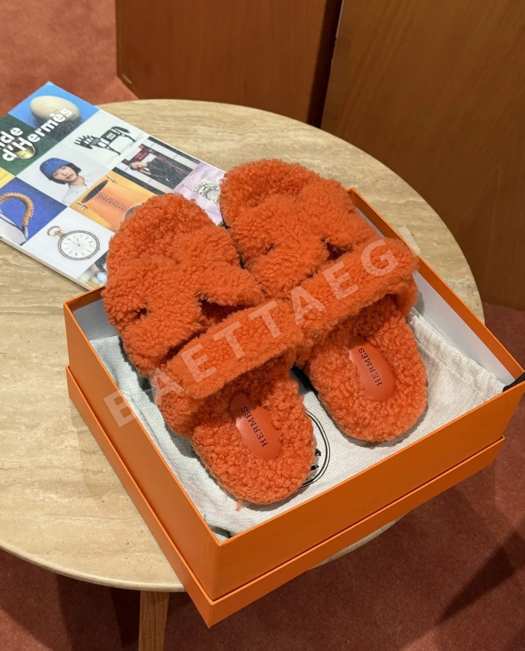 에르메스 시프르 샌들 오렌지 램스킨 상세 이미지 6