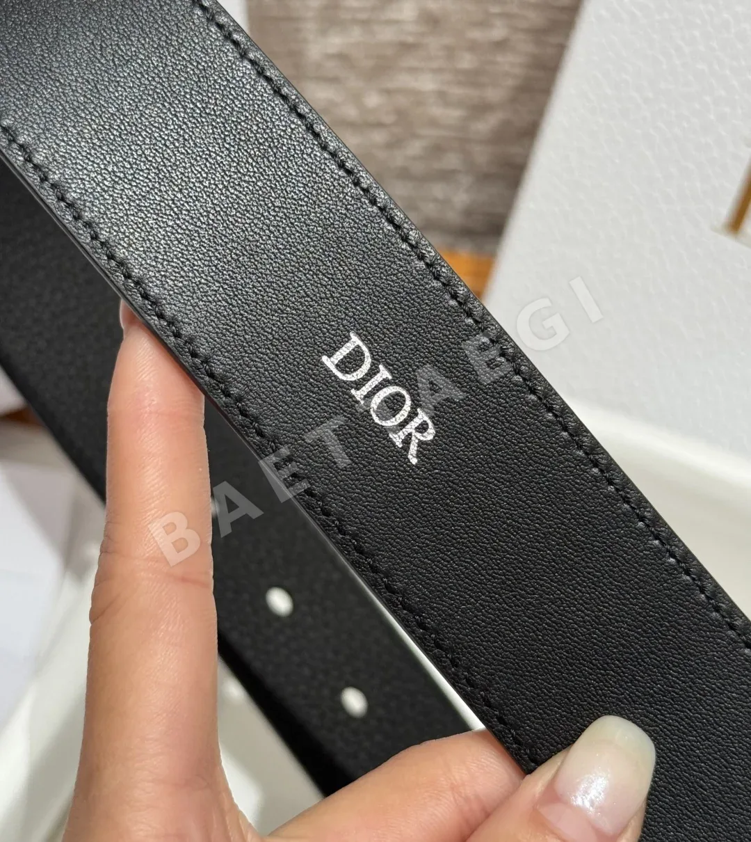 디올 CD 버클 블랙 소가죽 벨트 상세 이미지 8