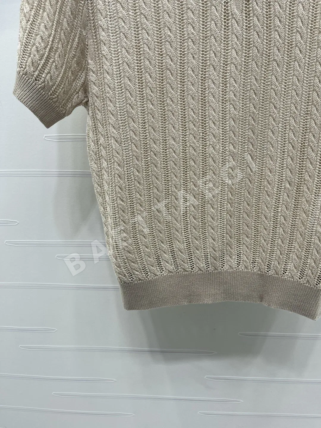 브루넬로쿠치넬리 케이블 니트 카라 여성 반팔 탑 상세 이미지 5