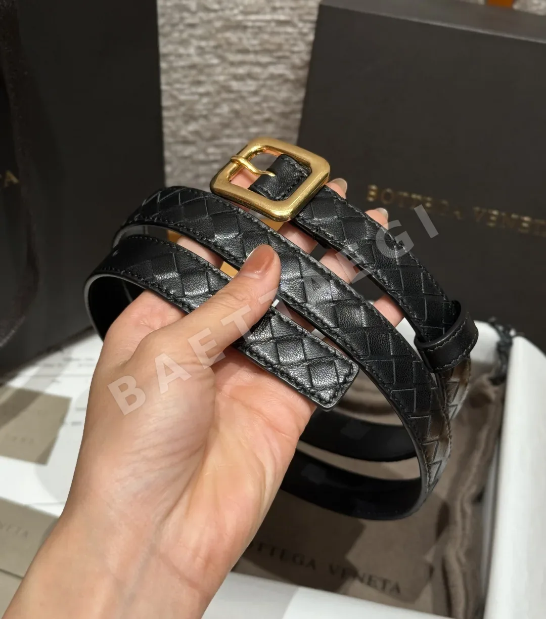 보테가베네타 피코탄 인트레차토 소가죽 벨트 20MM 상세 이미지 3