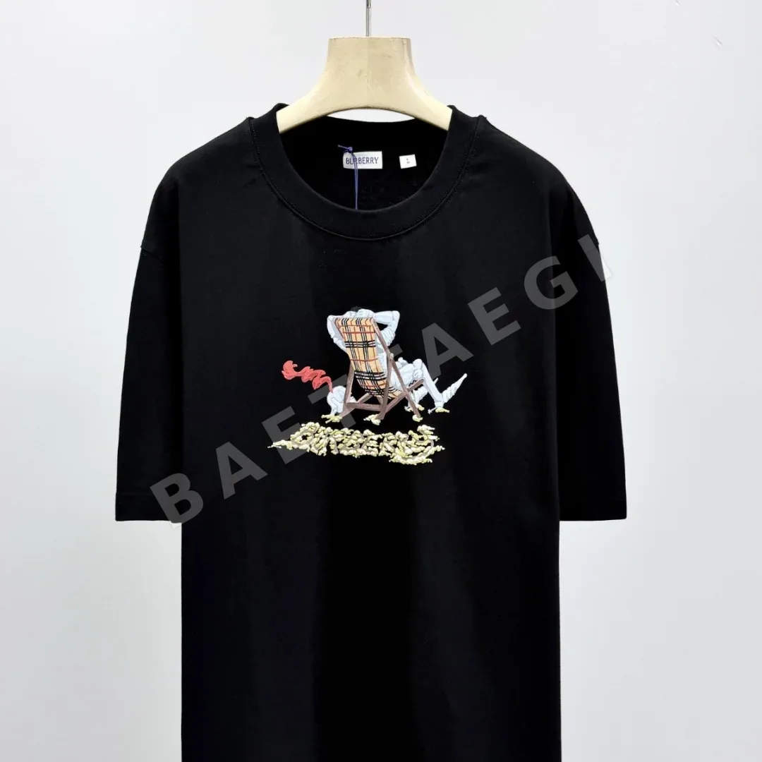 버버리 체크 프린트 코튼 반팔티셔츠 상세 이미지 3