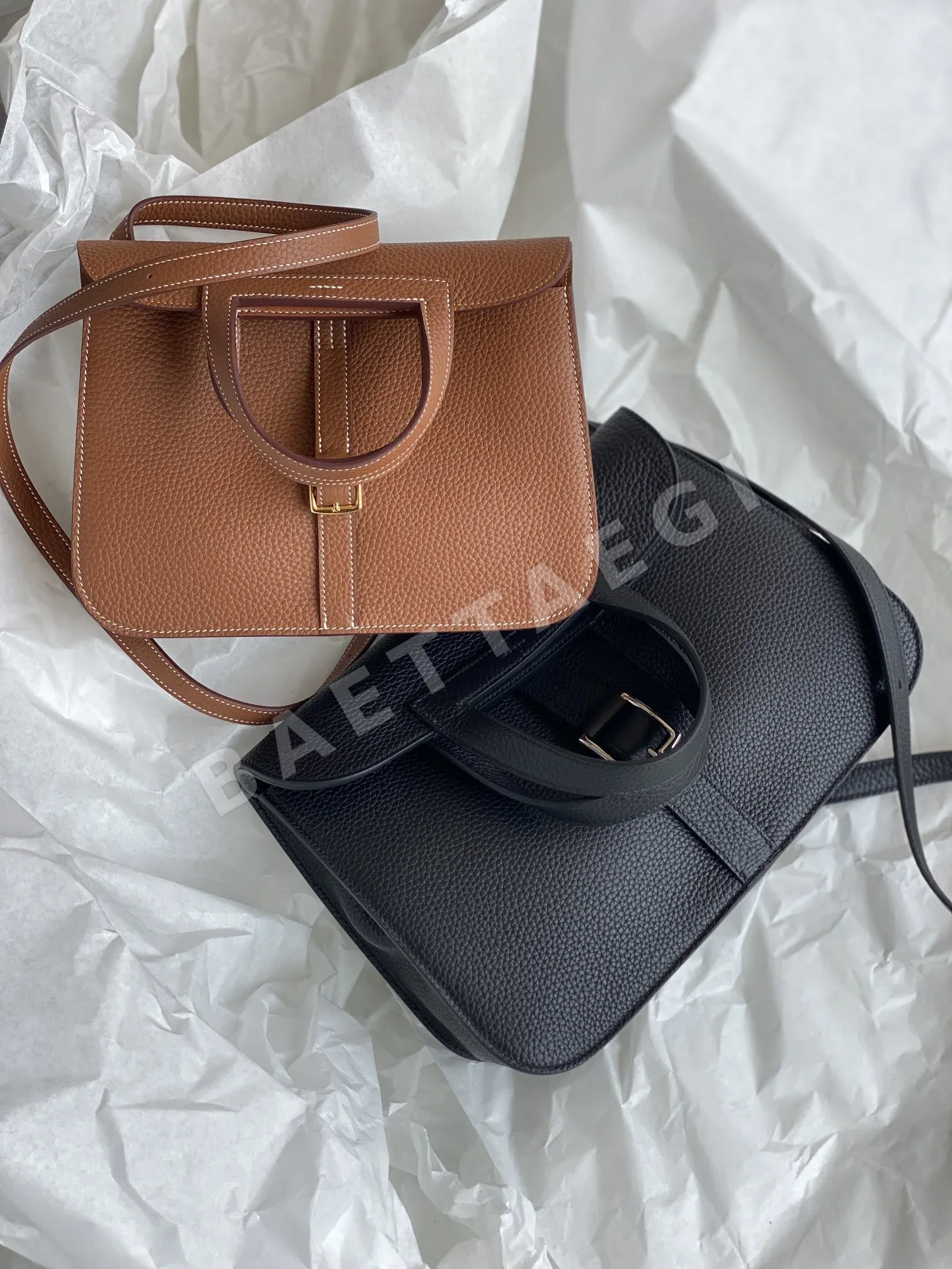 에르메스 블랙 라지 31 cm 가방 골든 브라운 스몰 25 cm 가방 상세 이미지 4