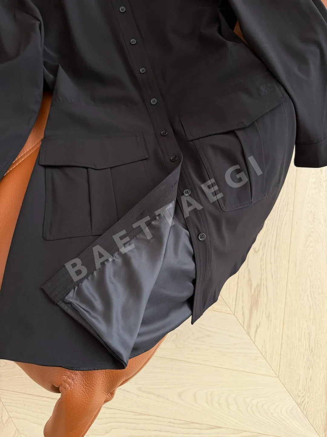 셀린느 블랙 자수 로고 벨트 원피스 상세 이미지 8