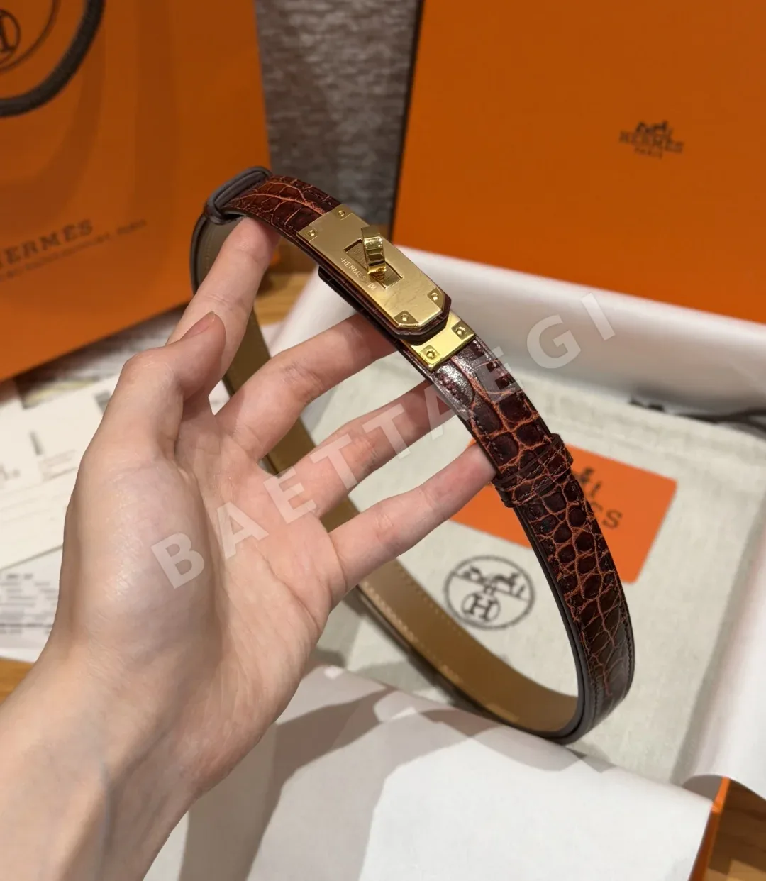 에르메스 켈리 버클 카프스킨 벨트 18mm 176573
