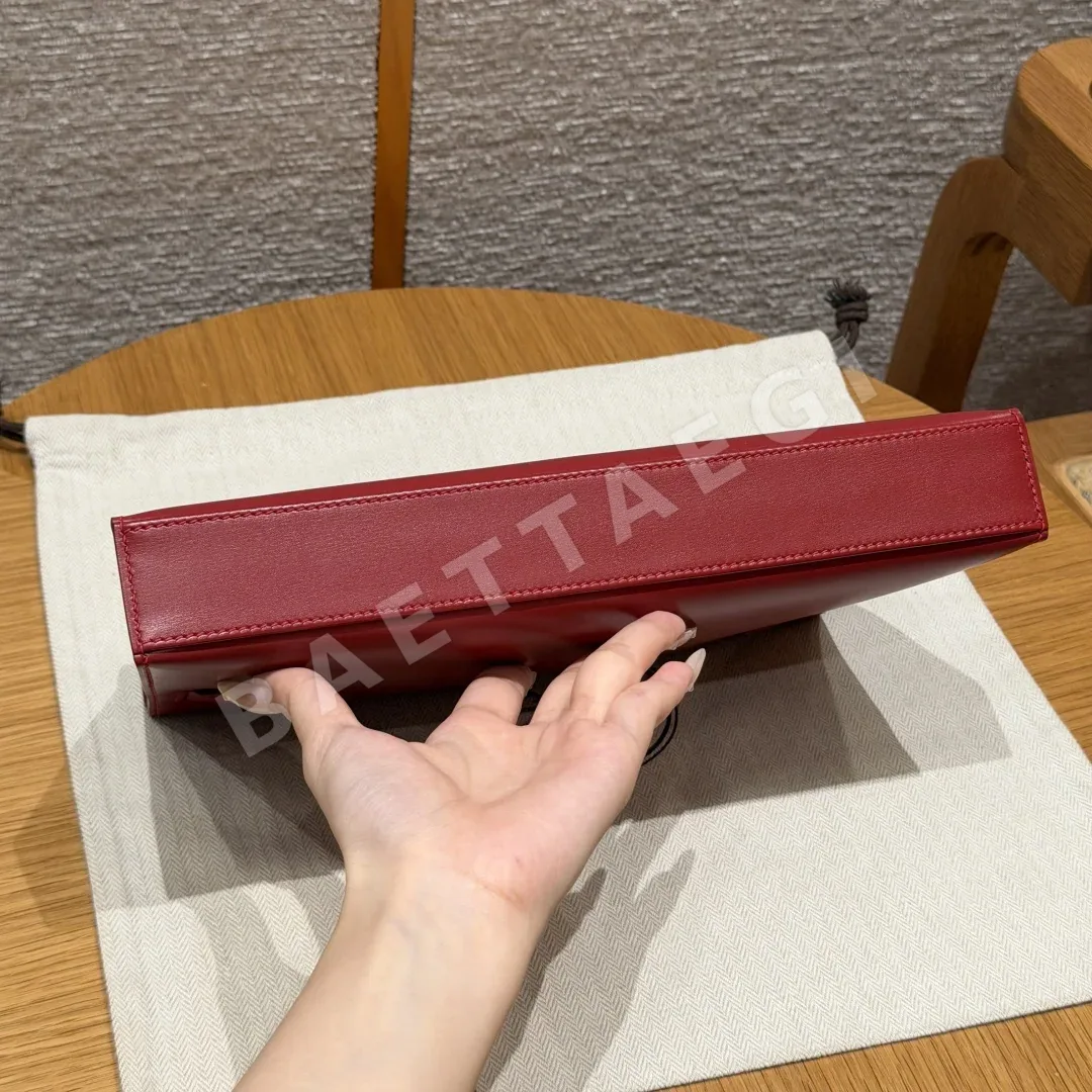 에르메스 켈리 엘란 칠리 레드 은장 언더암 가방 상세 이미지 5