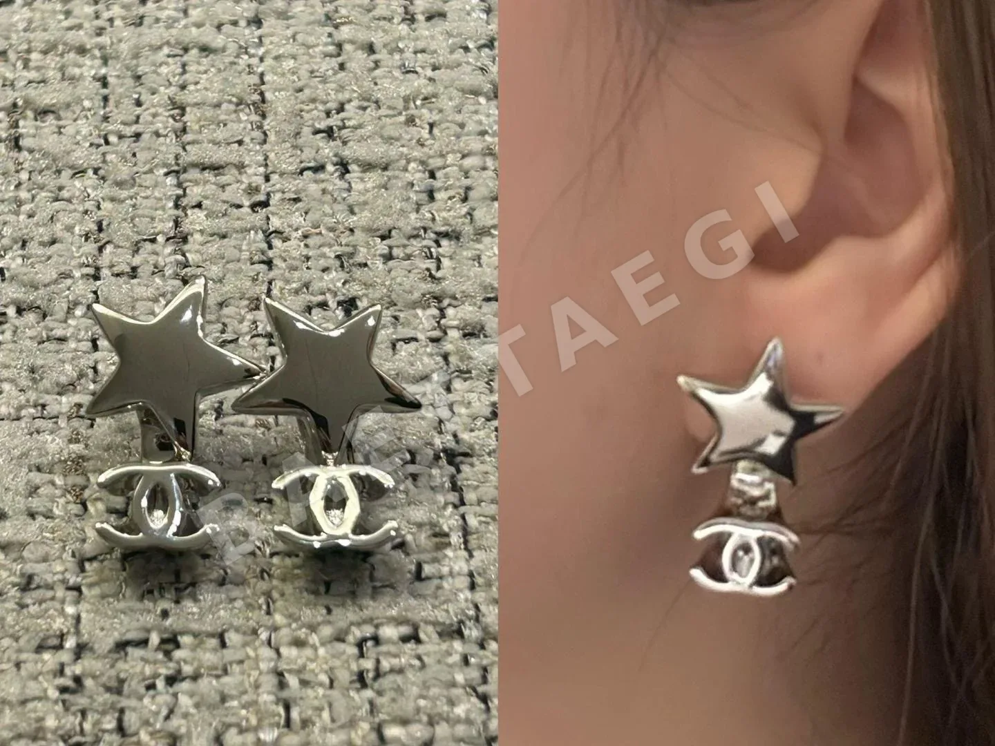 샤넬 더블 C 스타 오각별 장식 귀걸이 상세 이미지 3