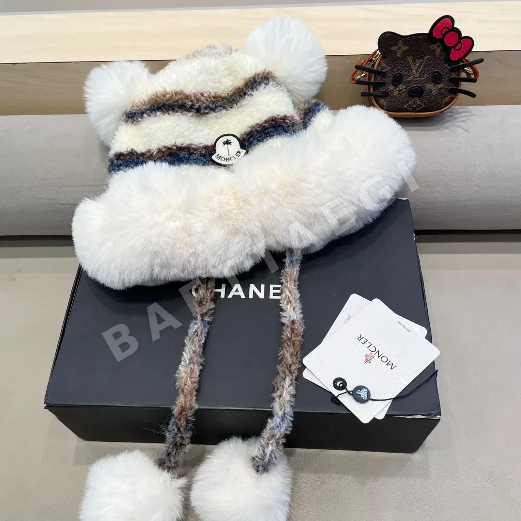 몽클레르 컬러 블록 스트라이프 울 플리스 모자 상세 이미지 7