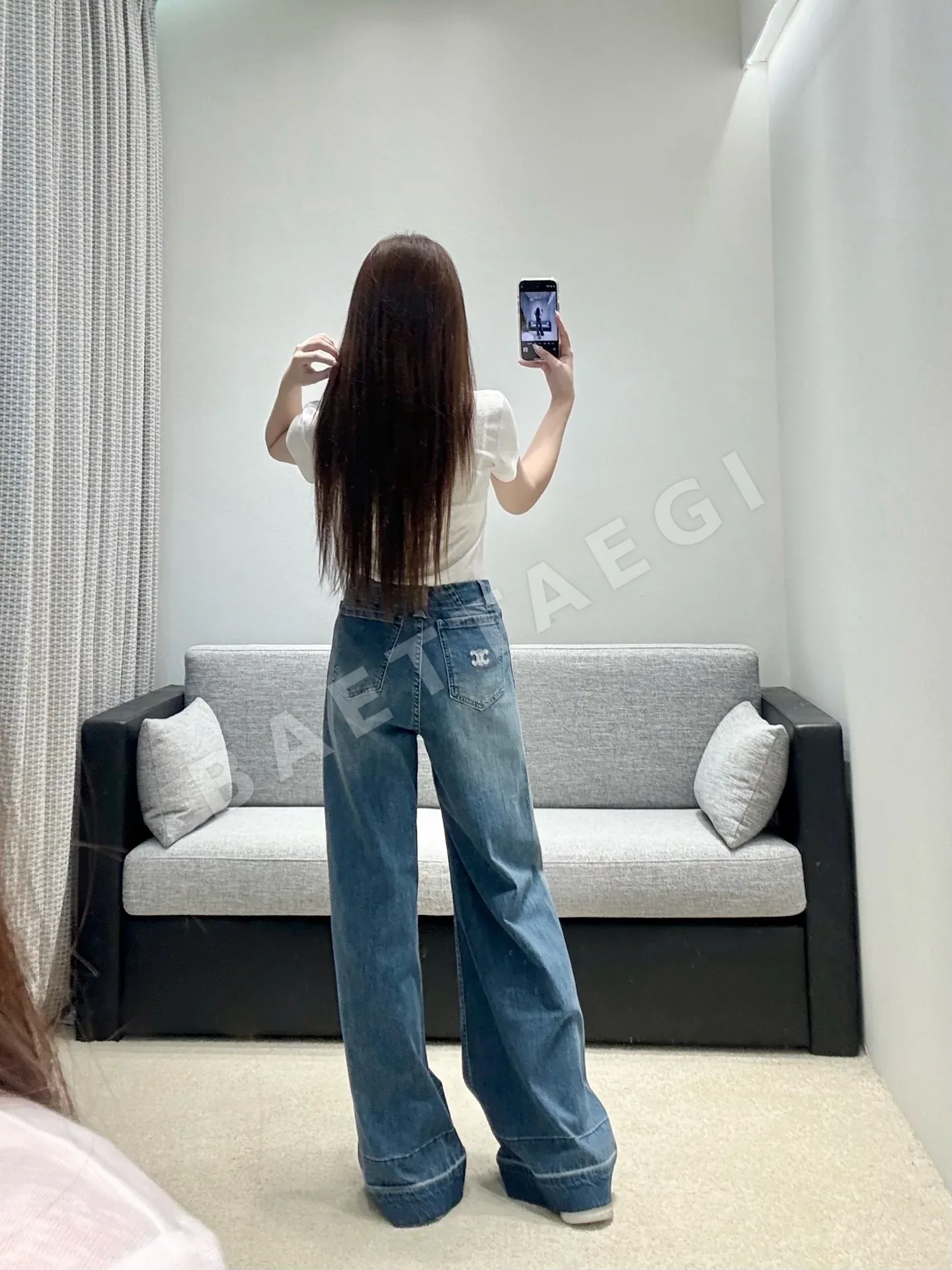 셀린느 와이드 레그 하이웨이스트 여성 바지 상세 이미지 7