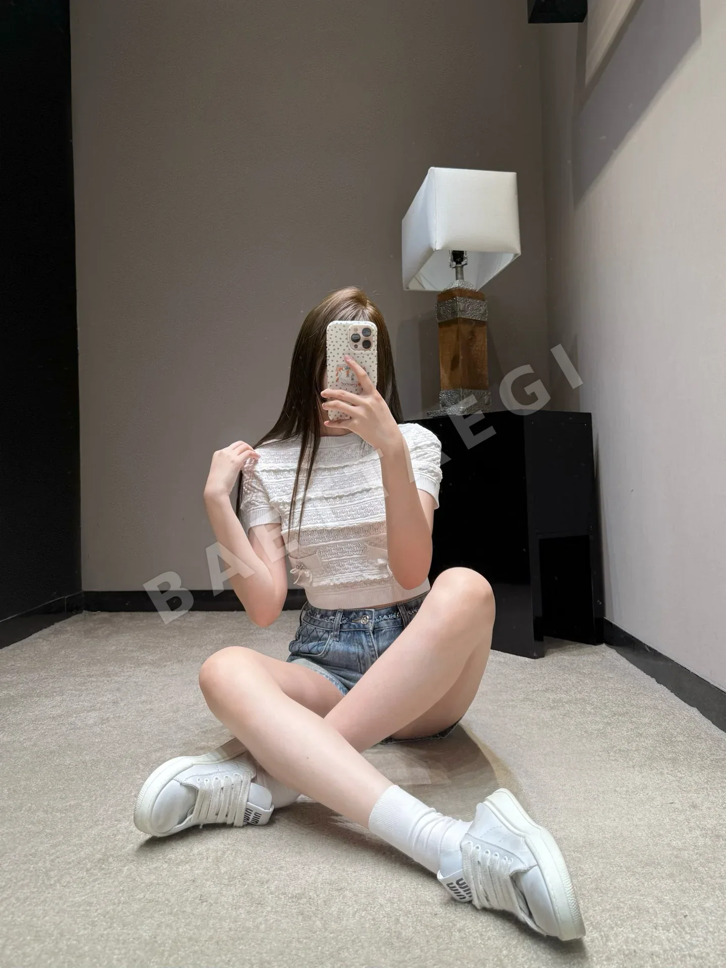 샤넬 다이아몬드 퀼팅 체인 허리 워시드 데님 반바지 상세 이미지 7