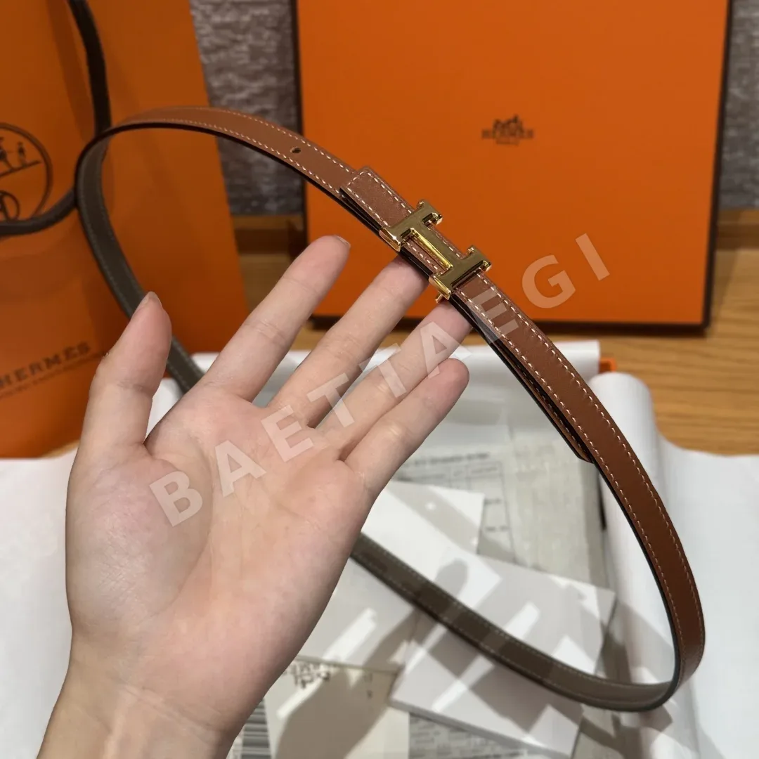 에르메스 미니 H 버클 양면 가죽 벨트 상세 이미지 3