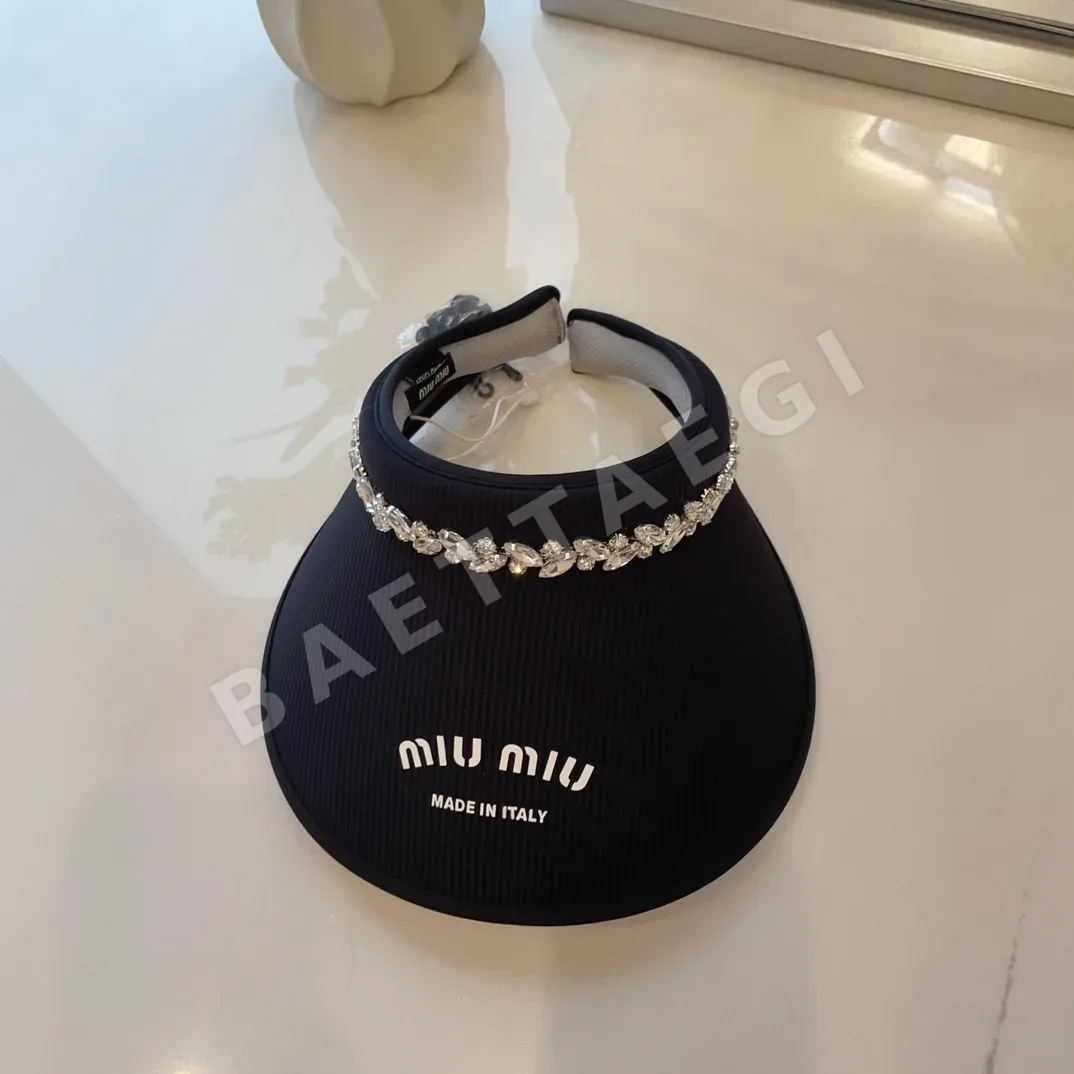 미우미우 라인스톤 바이저 모자 80986