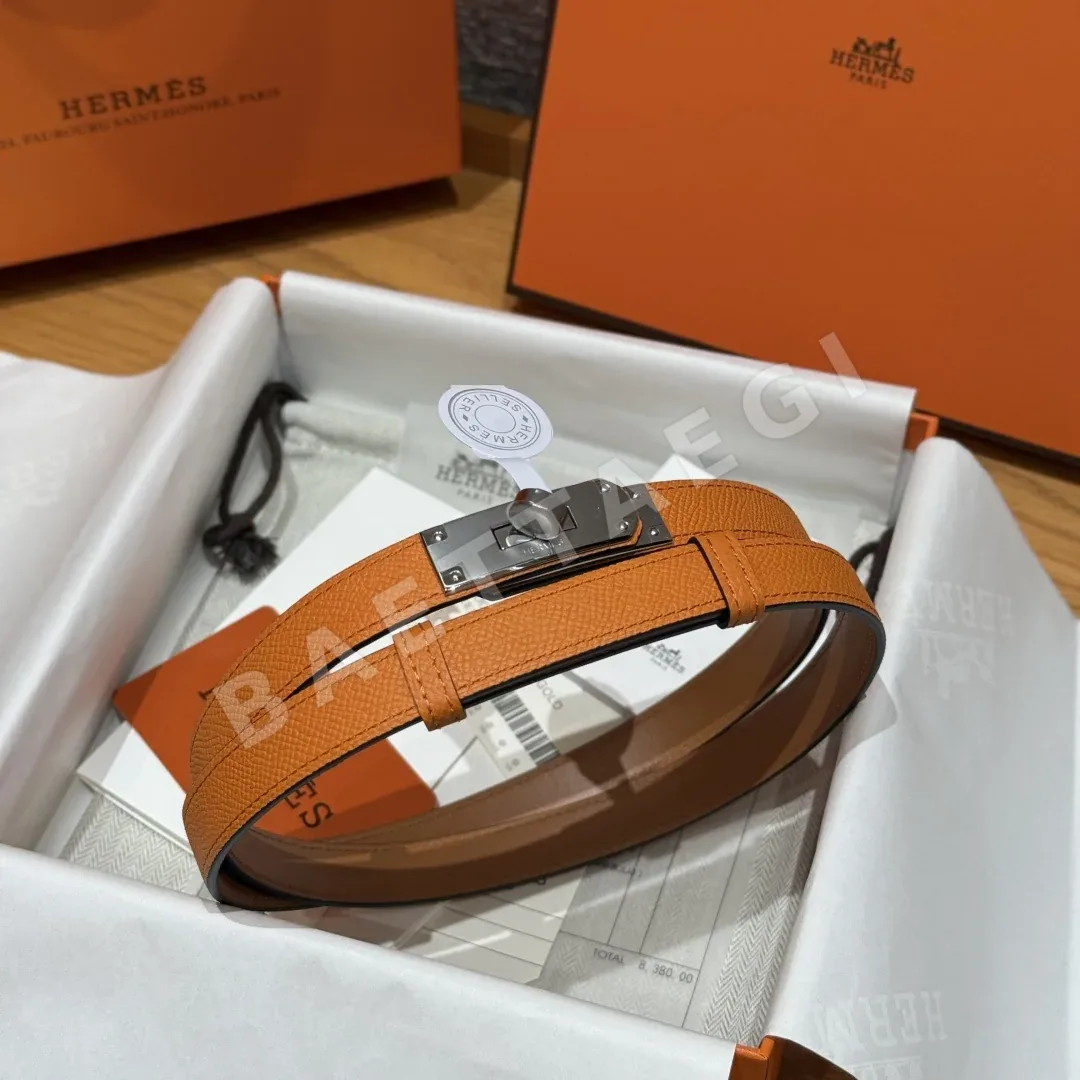 에르메스 켈리 팔라듐 버클 헌터 가죽 벨트 상세 이미지 4