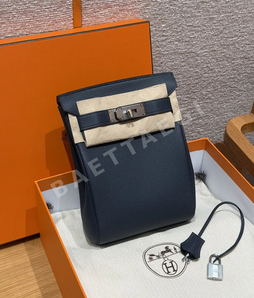 에르메스 토고 가죽 미드나이트 블루 백팩 191800