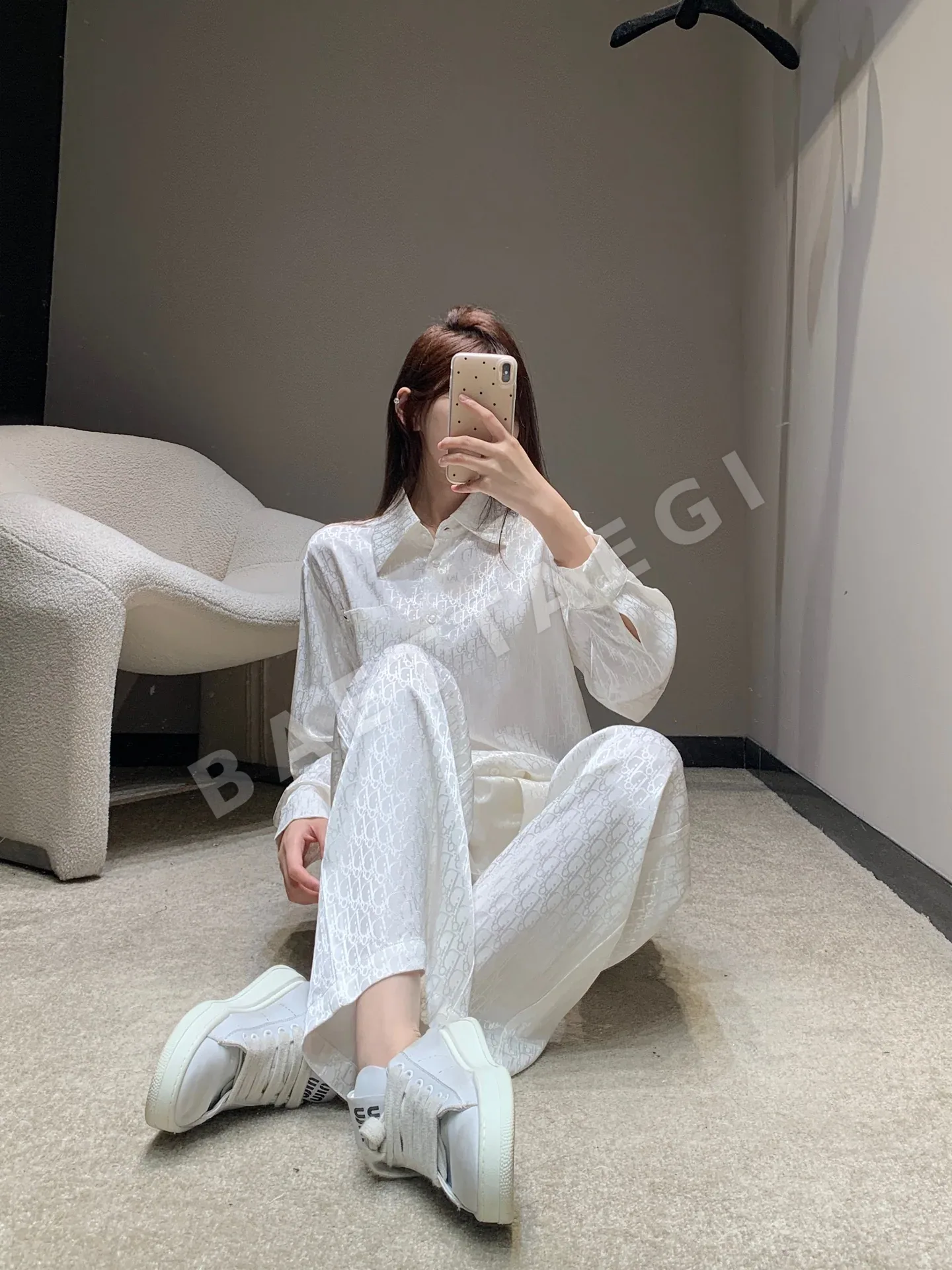 디올 레터 프린트 레이온 자카드 셔츠 팬츠 세트 상세 이미지 9