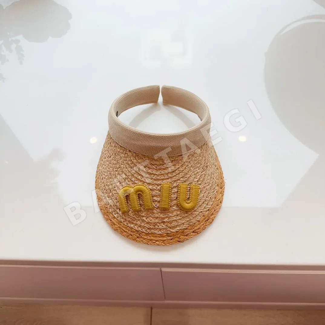 미우미우 라피아 스트로우 바이저 모자 81038