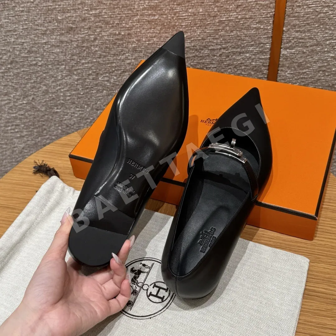 에르메스 키아라 발레리나 블랙 카프스킨 상세 이미지 6