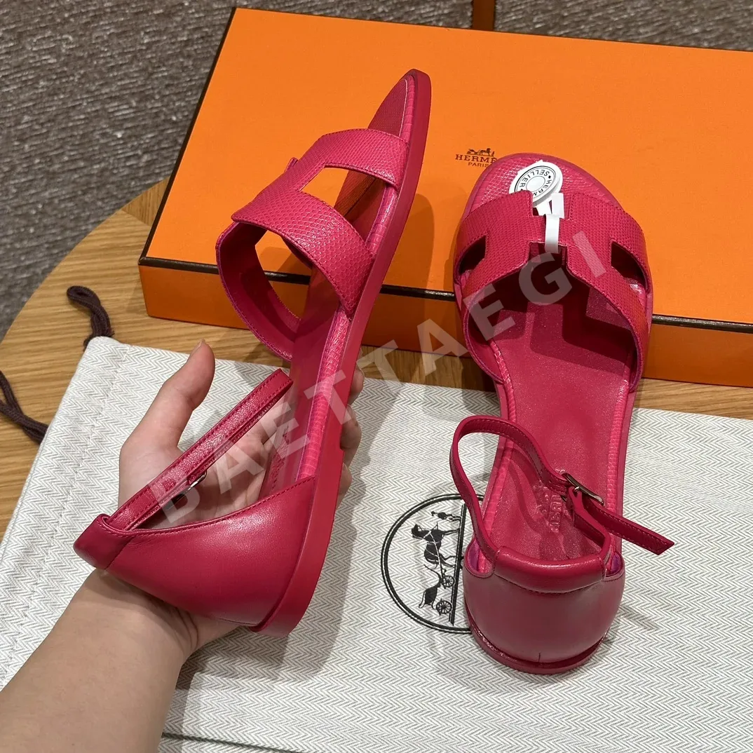에르메스 산토리니 샌들 로즈레드 도마뱀 상세 이미지 4