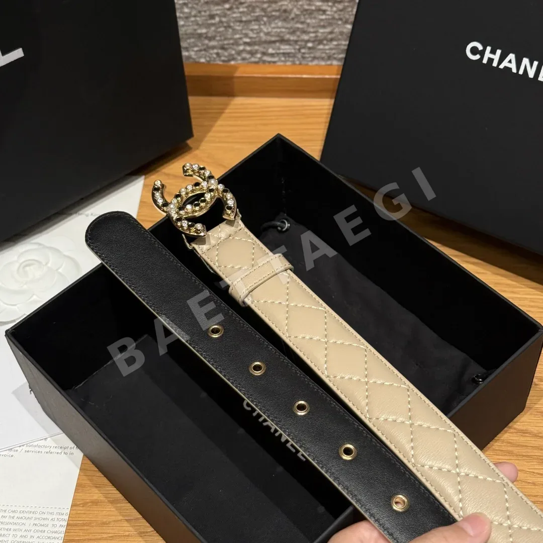샤넬 다이아몬드 패턴 램스킨 더블 C 메탈 벨트 상세 이미지 6