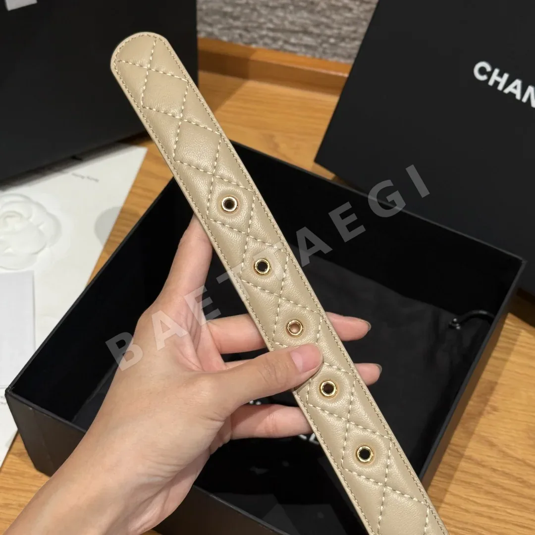 샤넬 다이아몬드 패턴 램스킨 더블 C 메탈 벨트 상세 이미지 7