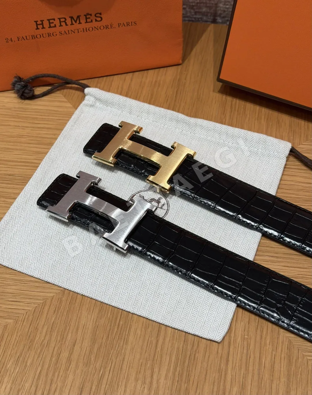 에르메스 H 버클 악어 무늬 가죽 벨트 38mm 상세 이미지 3