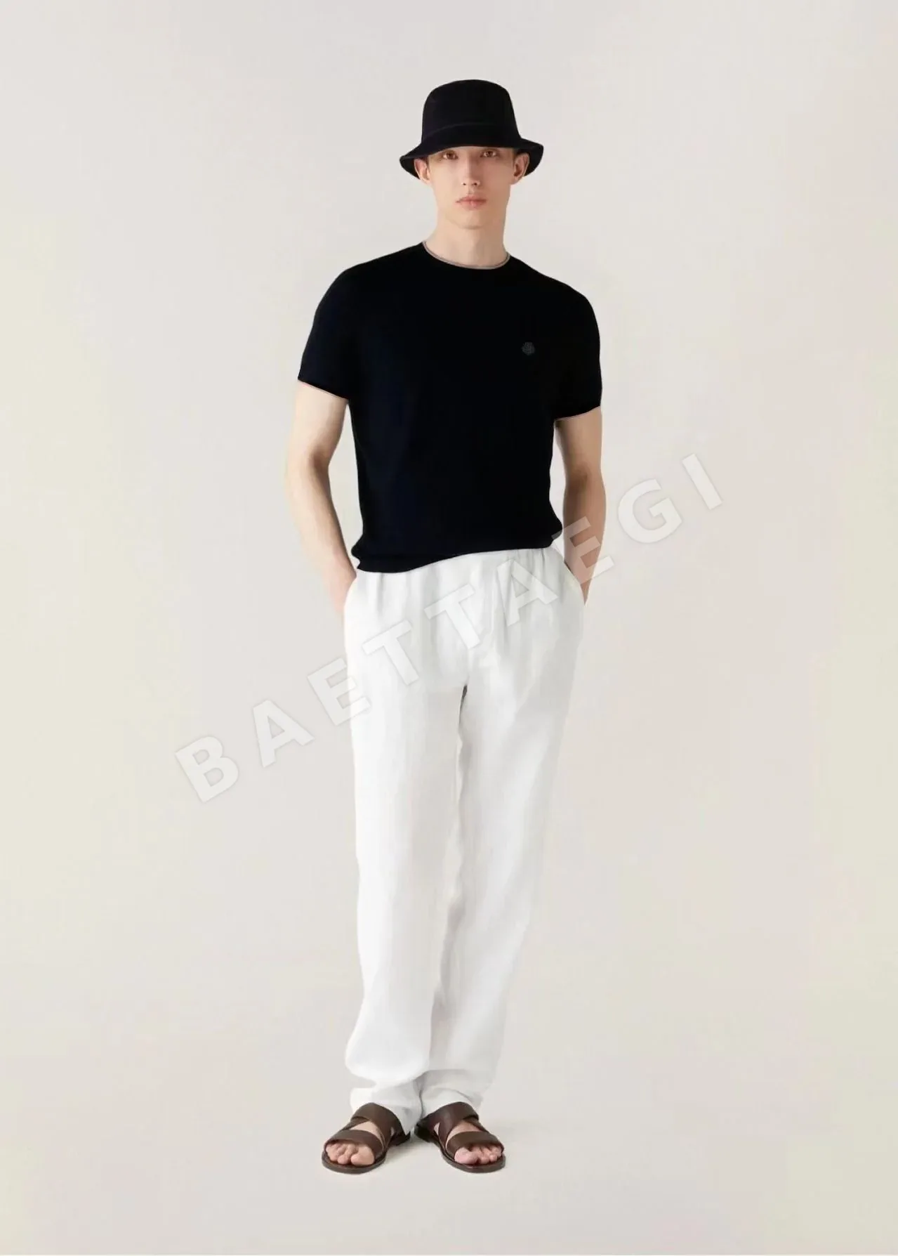 로로피아나 남성 린넨 혼방 반팔 티셔츠 114559