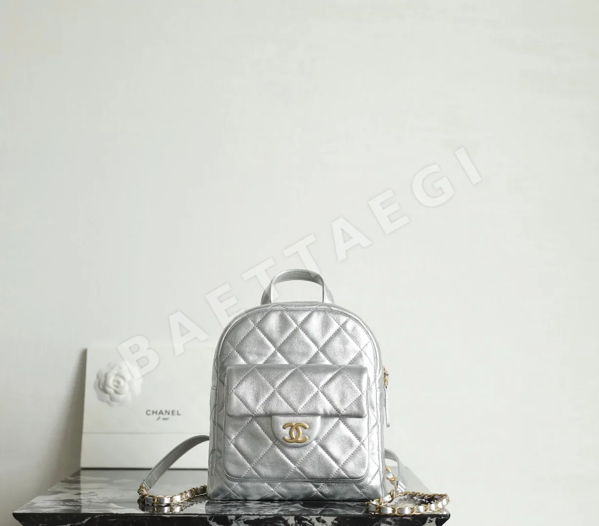 샤넬(Chanel) 25K 메탈릭 실버 백팩 AS5793 상세 이미지 1