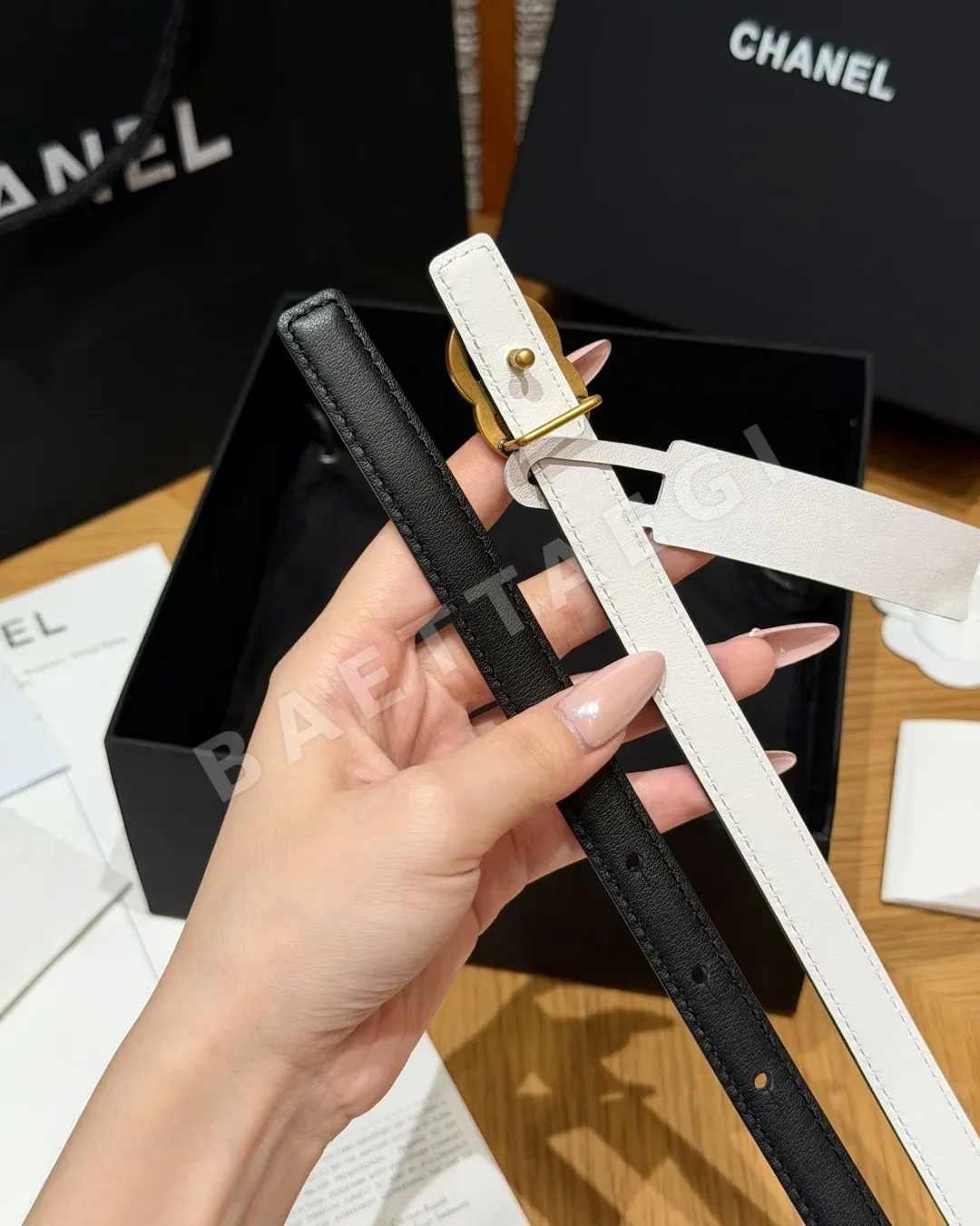샤넬 더블 C 로고 가죽 벨트 상세 이미지 9