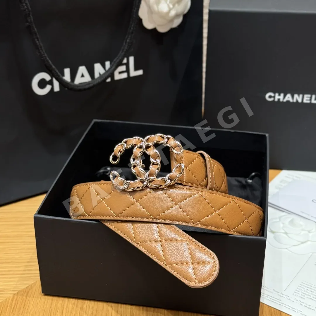 샤넬 램스킨 더블 C 로고 벨트 173928