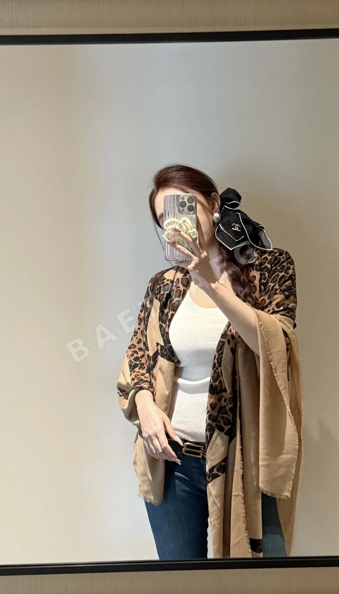 생로랑 레오파드 울 스카프 상세 이미지 5