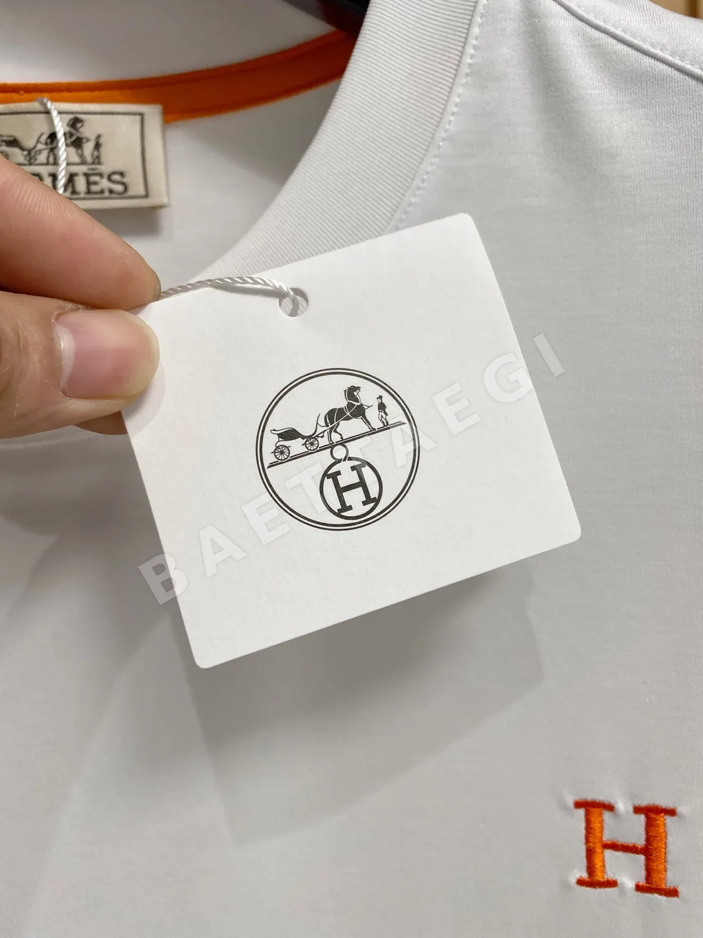 에르메스 크루넥 코튼 반팔 티셔츠 상세 이미지 5