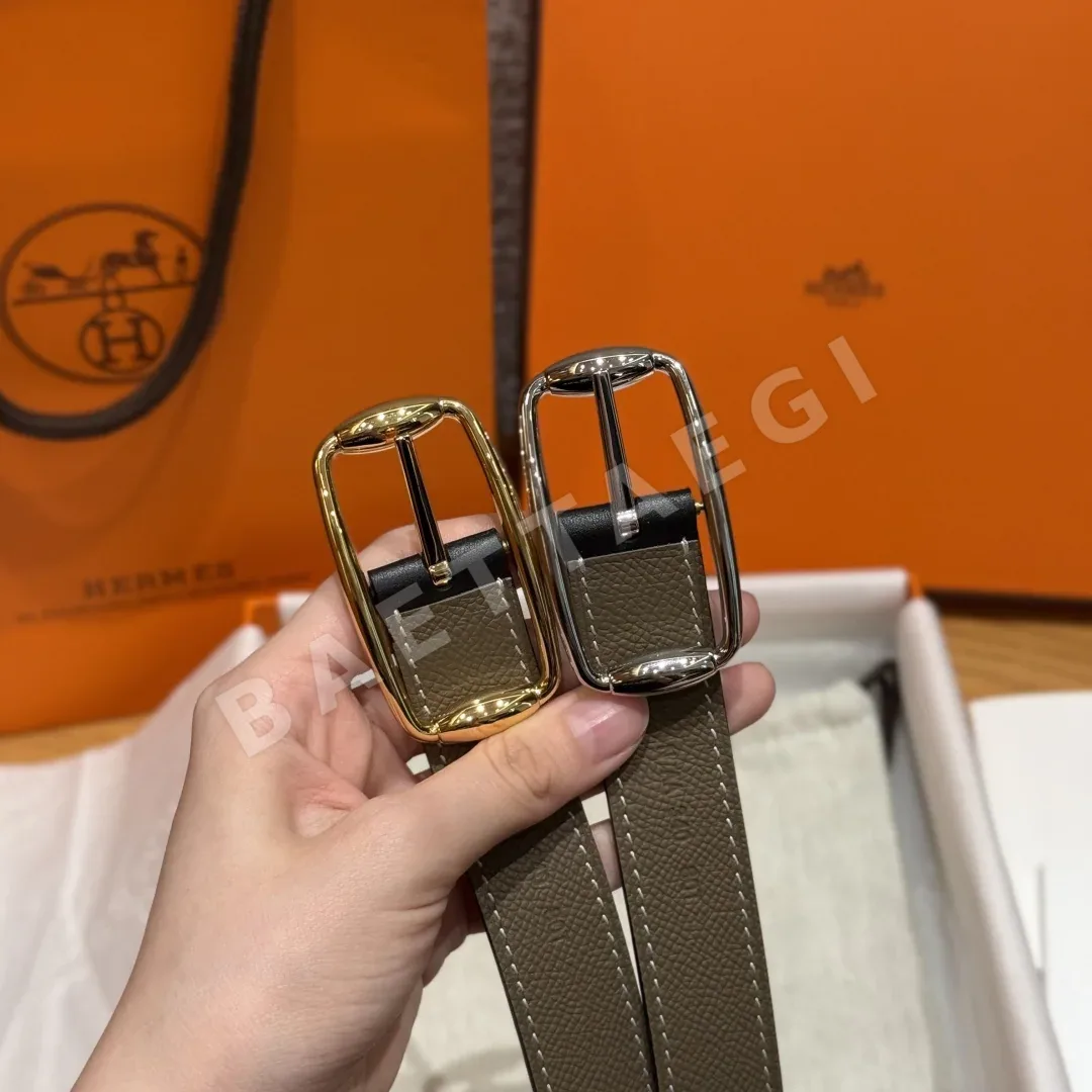 에르메스 금은 버클 양면 가죽 벨트 175603
