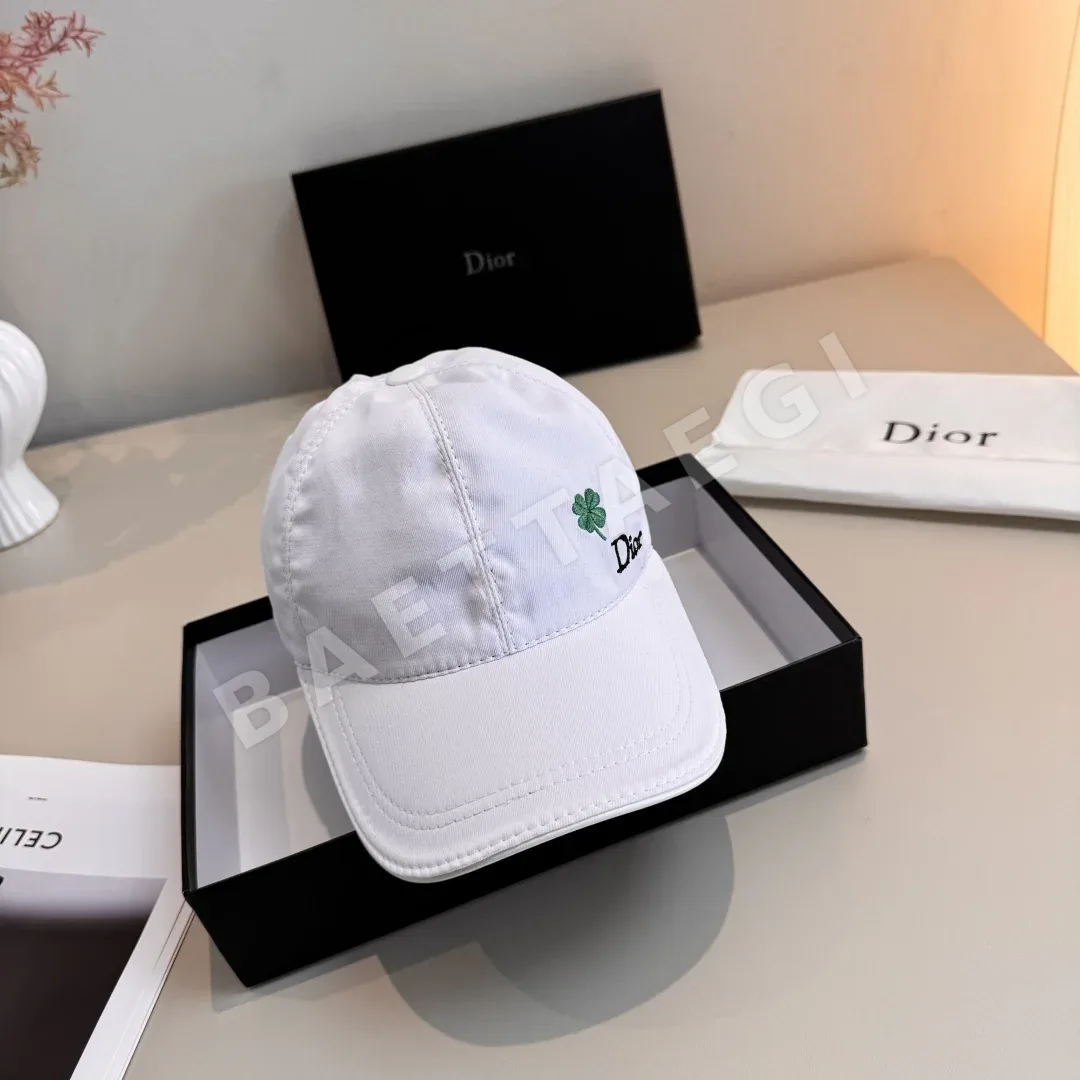 디올 자수 코튼 소가죽 배색 야구모자 상세 이미지 2
