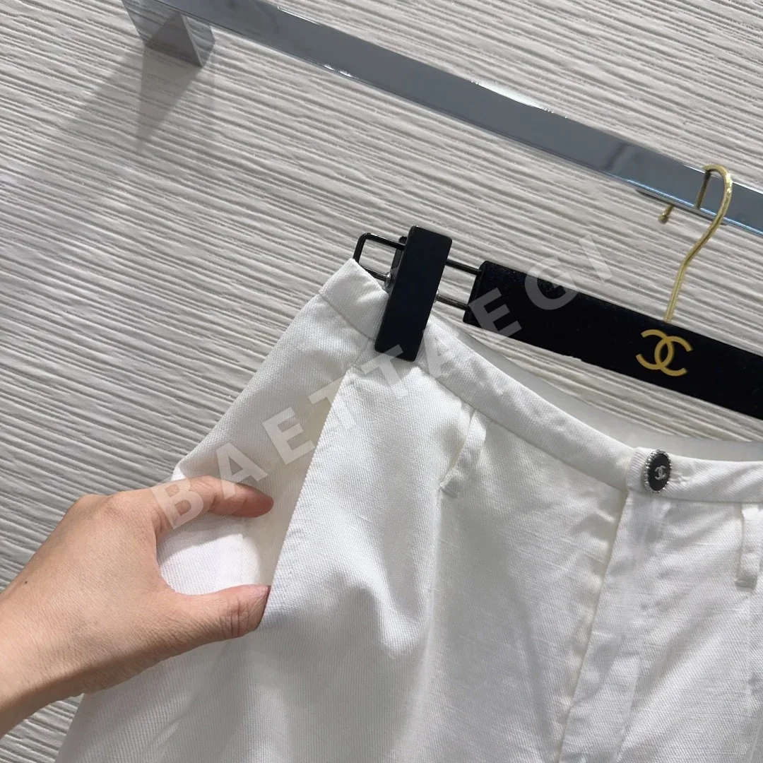 샤넬 린넨 미들 길이 반바지 여성 바지 상세 이미지 3