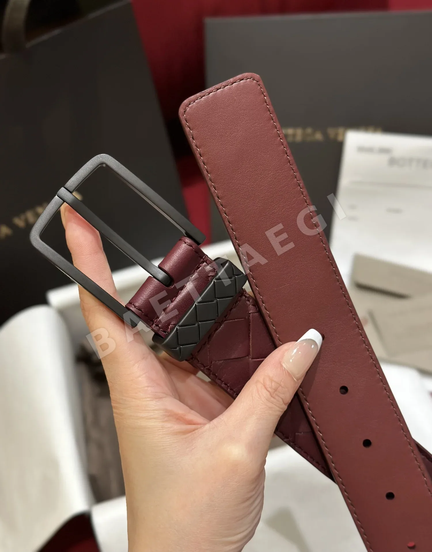 보테가베네타 송아지가죽 벨트 3.5 cm 상세 이미지 7