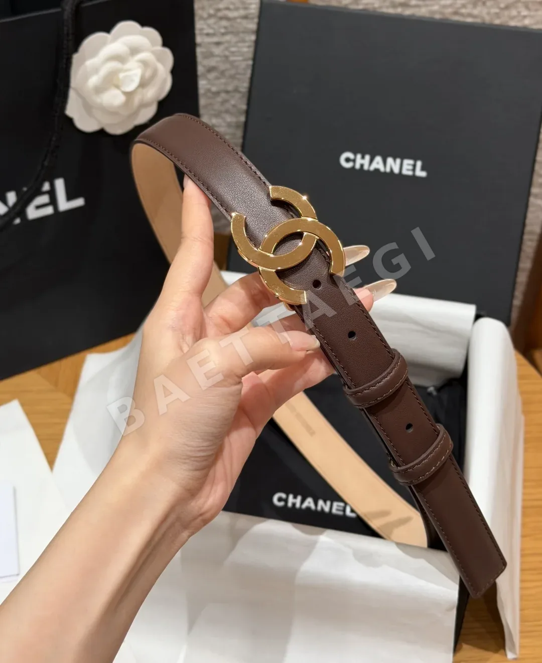 샤넬 더블 C 버클 카프스킨 벨트 상세 이미지 3