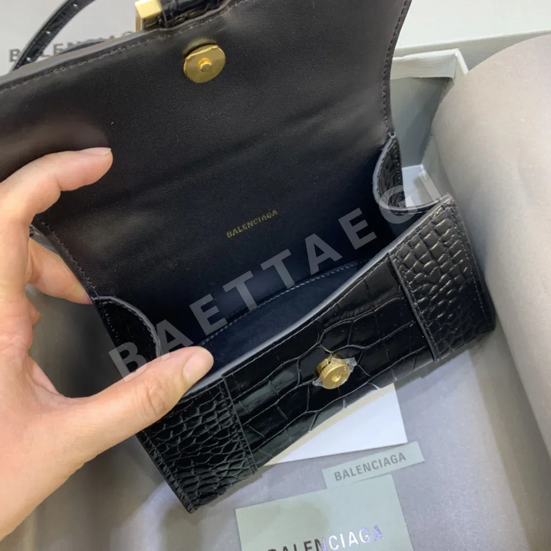 발렌시아가 블랙 크로커다일 미니 토트백 상세 이미지 7