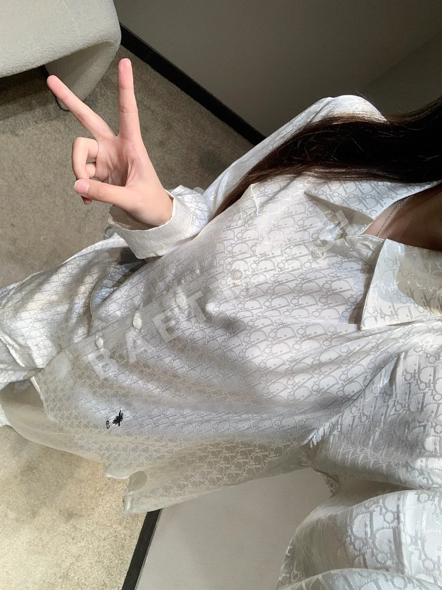 디올 레터 프린트 레이온 자카드 셔츠 팬츠 세트 상세 이미지 5